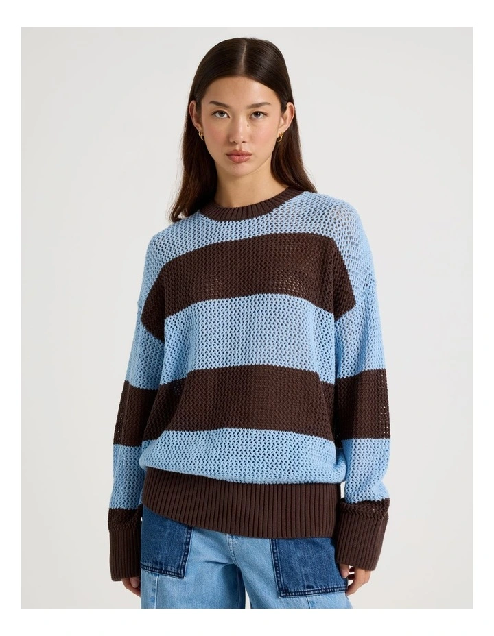 Relaxed Knit in Brown and Blue Stripe image 5