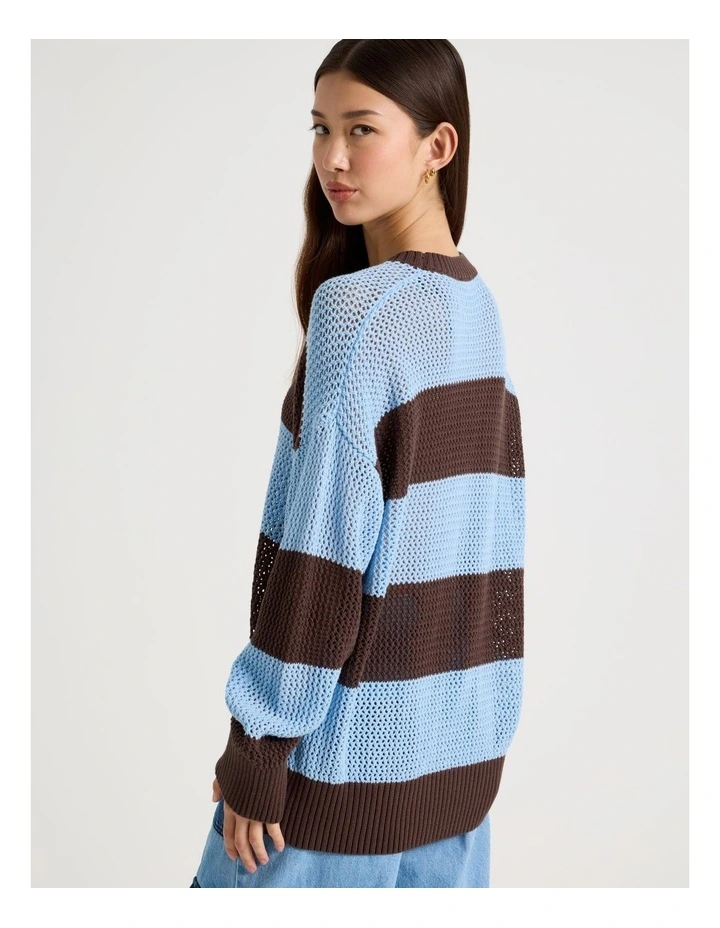 Relaxed Knit in Brown and Blue Stripe image 6