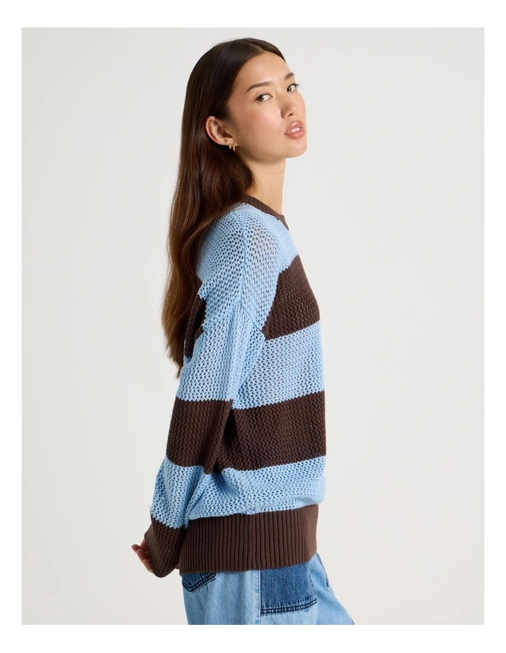 Relaxed Knit in Brown and Blue Stripe image 7