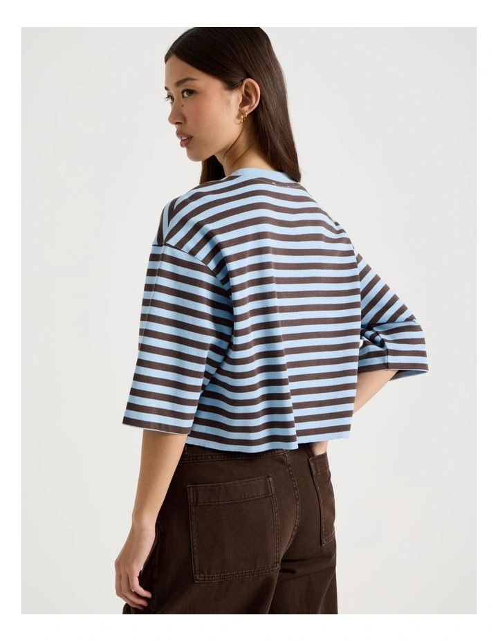 Cropped Oversized Tee in Blue Stripe image 6