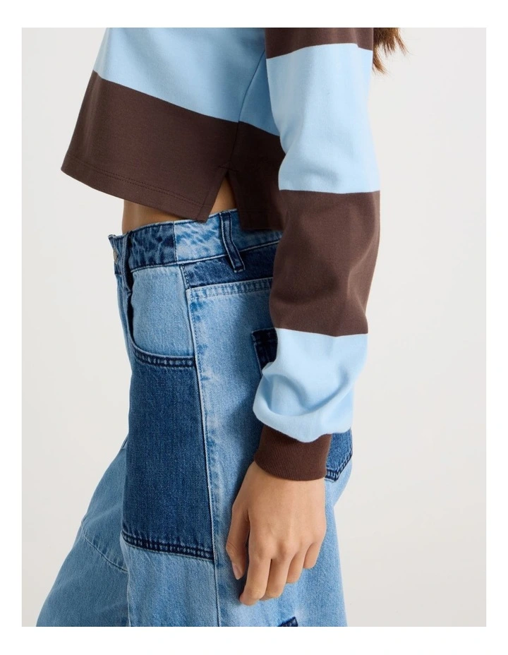 Long Sleeve Polo in Chambray Blue and Bracken Stripe image 7