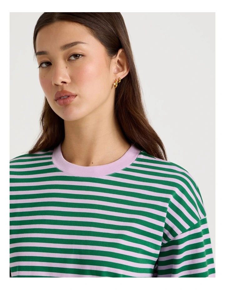 Long Sleeve Tee in Green and Purple Stripe image 3