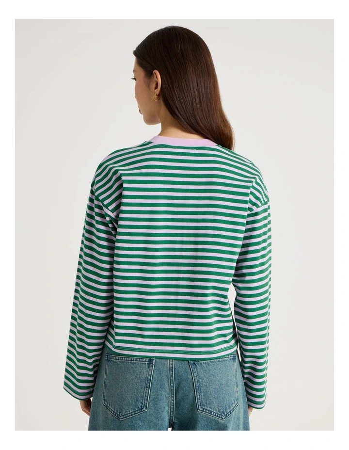Long Sleeve Tee in Green and Purple Stripe image 6