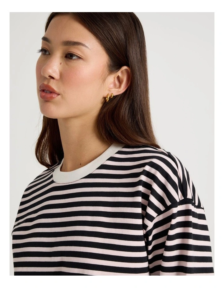 Long Sleeve Tee in Pink and Black Stripe image 4