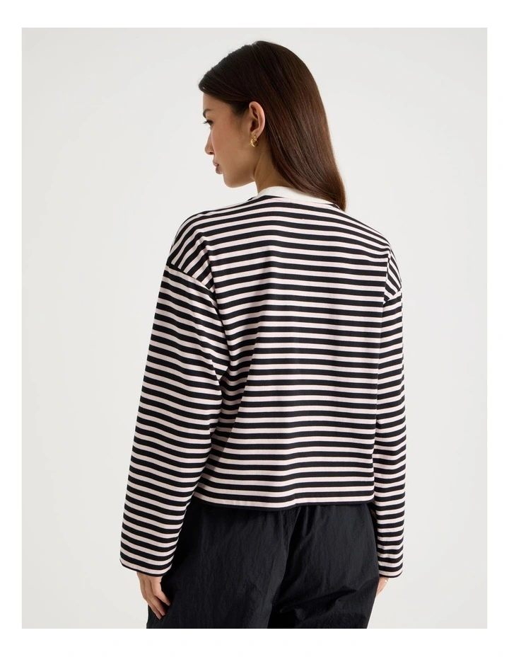 Long Sleeve Tee in Pink and Black Stripe image 6
