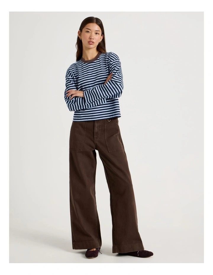 Long Sleeve Tee in Blue Stripe image 2