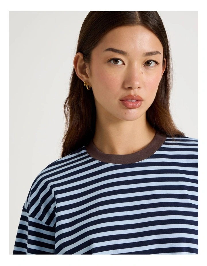 Long Sleeve Tee in Blue Stripe image 3