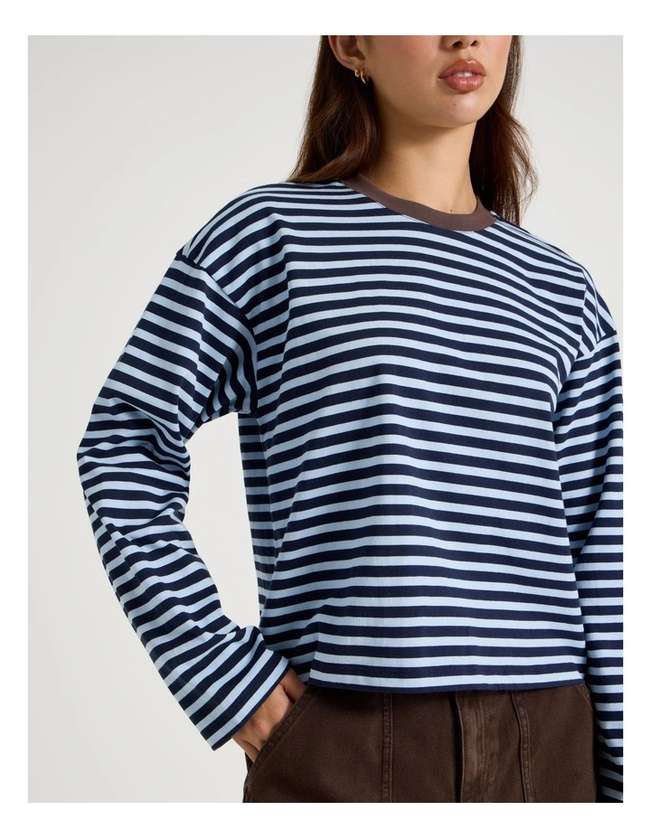 Long Sleeve Tee in Blue Stripe image 4