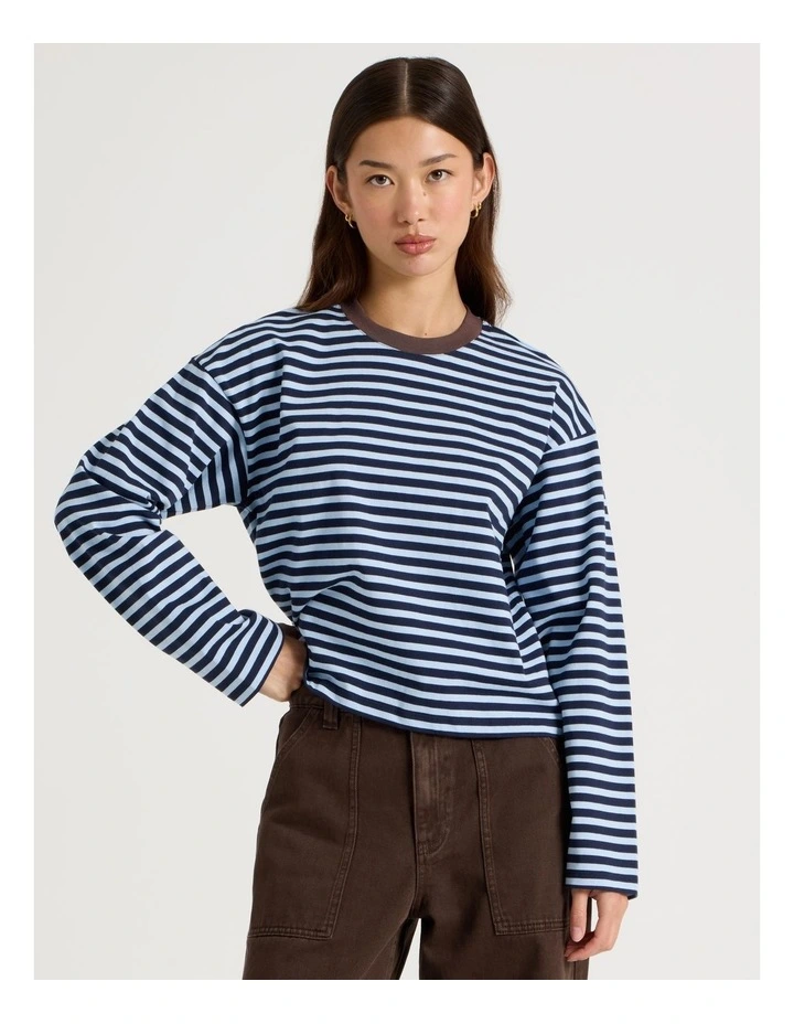Long Sleeve Tee in Blue Stripe image 5