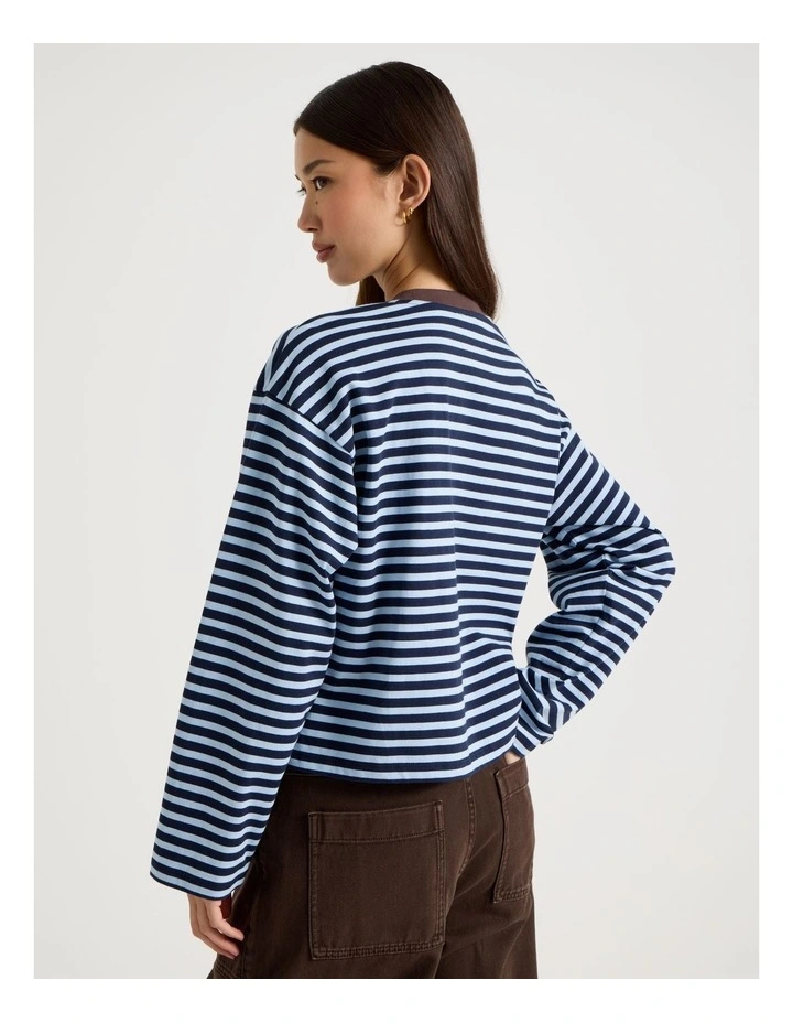 Long Sleeve Tee in Blue Stripe image 6