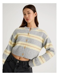 Stripe Cardigan in Grey Multi