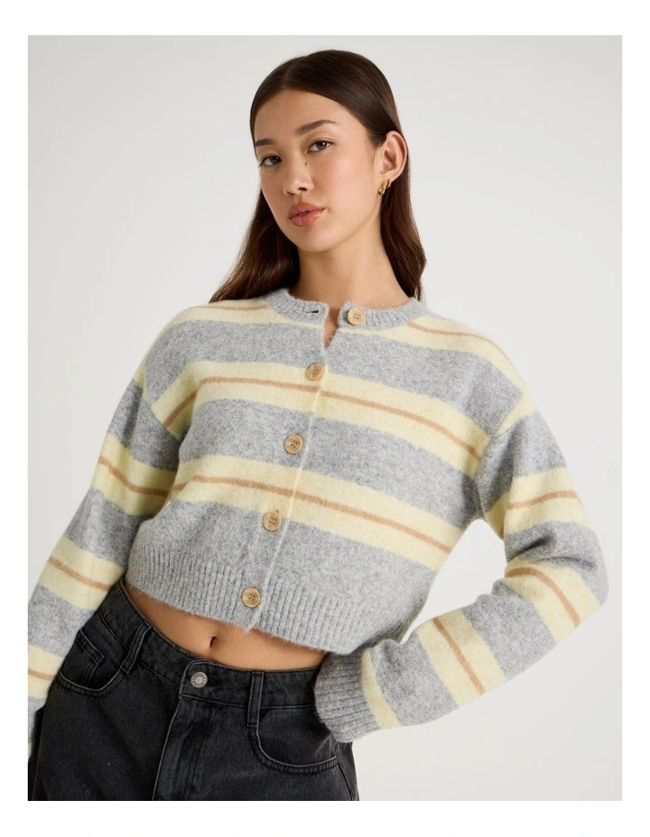 Stripe Cardigan in Grey Multi image 1