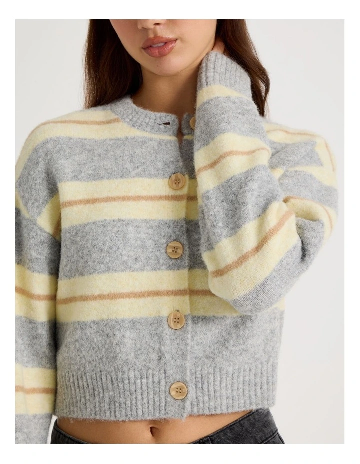 Stripe Cardigan in Grey Multi image 2