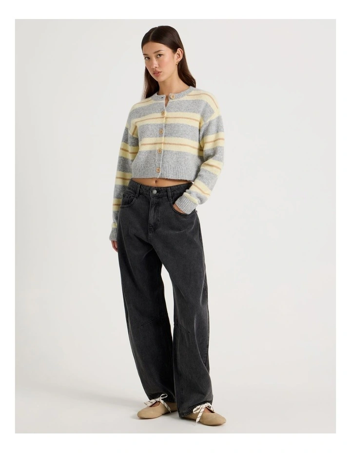 Stripe Cardigan in Grey Multi image 3