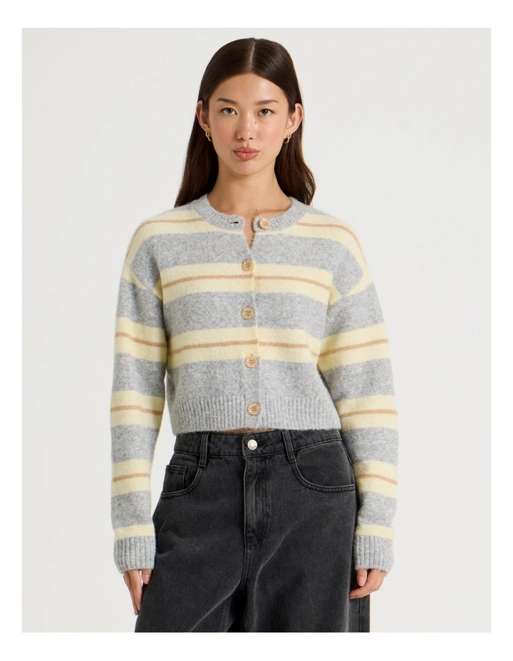 Stripe Cardigan in Grey Multi image 4