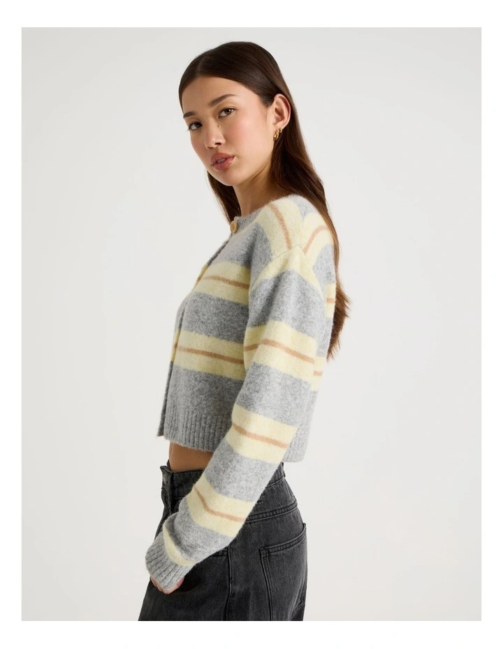 Stripe Cardigan in Grey Multi image 5