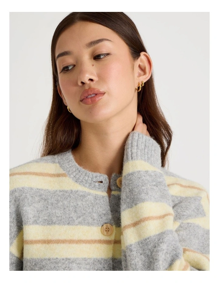 Stripe Cardigan in Grey Multi image 7