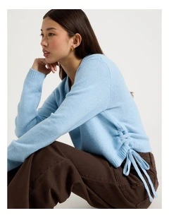 Gather Side Knit in Chambray Blue