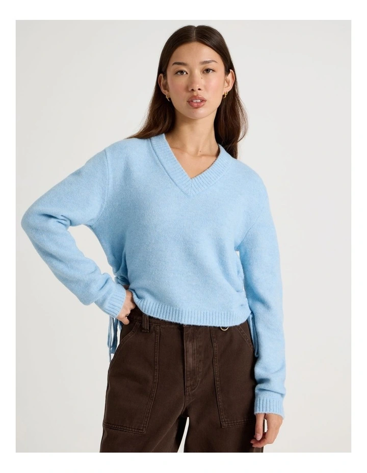 Gather Side Knit in Chambray Blue image 2