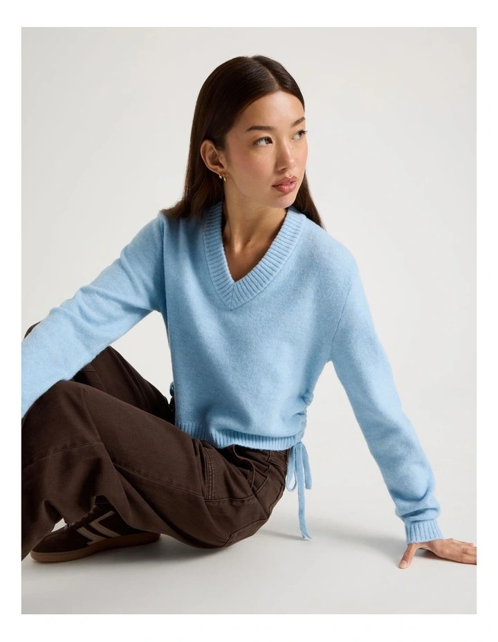 Gather Side Knit in Chambray Blue image 3