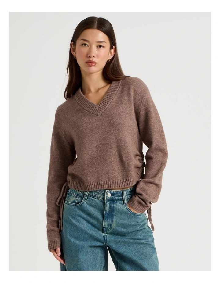 Gather Side Knit in Deep Taupe image 1