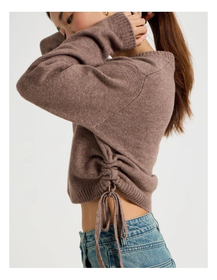 Gather Side Knit in Deep Taupe image 3