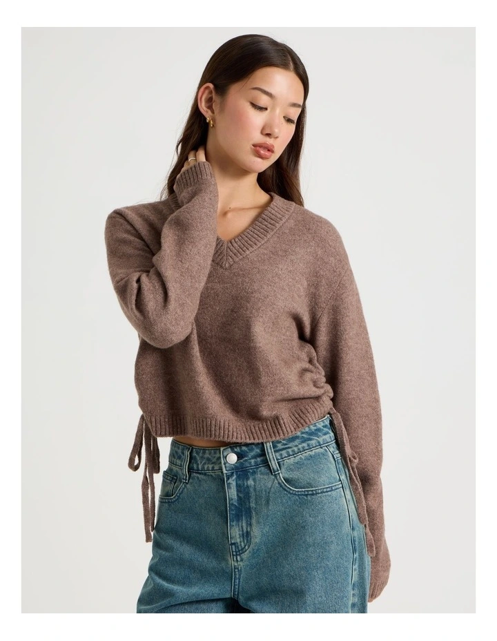 Gather Side Knit in Deep Taupe image 4