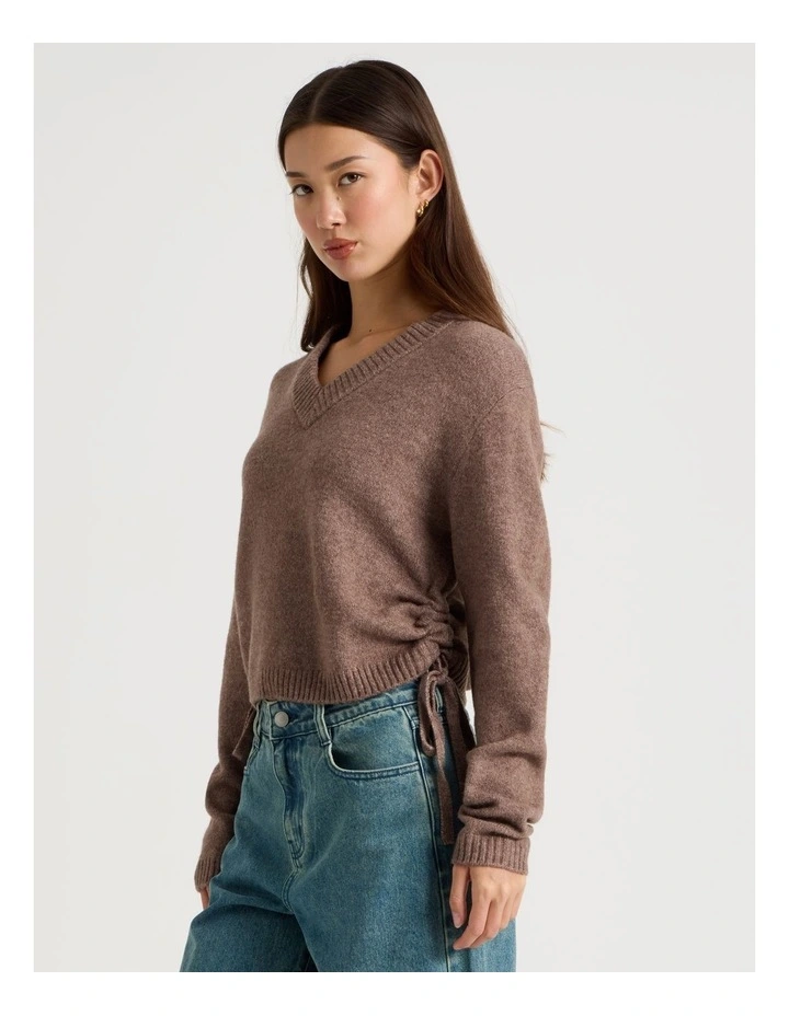 Gather Side Knit in Deep Taupe image 5