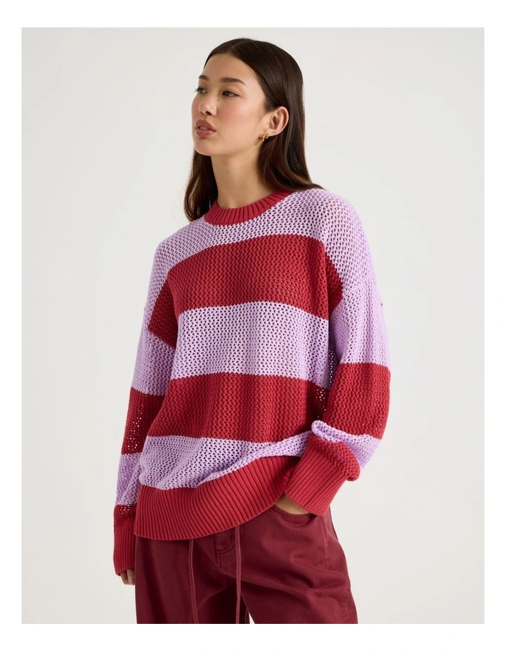 Relaxed Knit in Purple and Red Stripe image 1