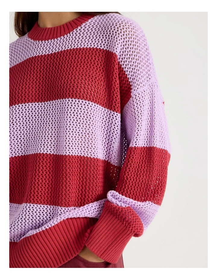 Relaxed Knit in Purple and Red Stripe image 3