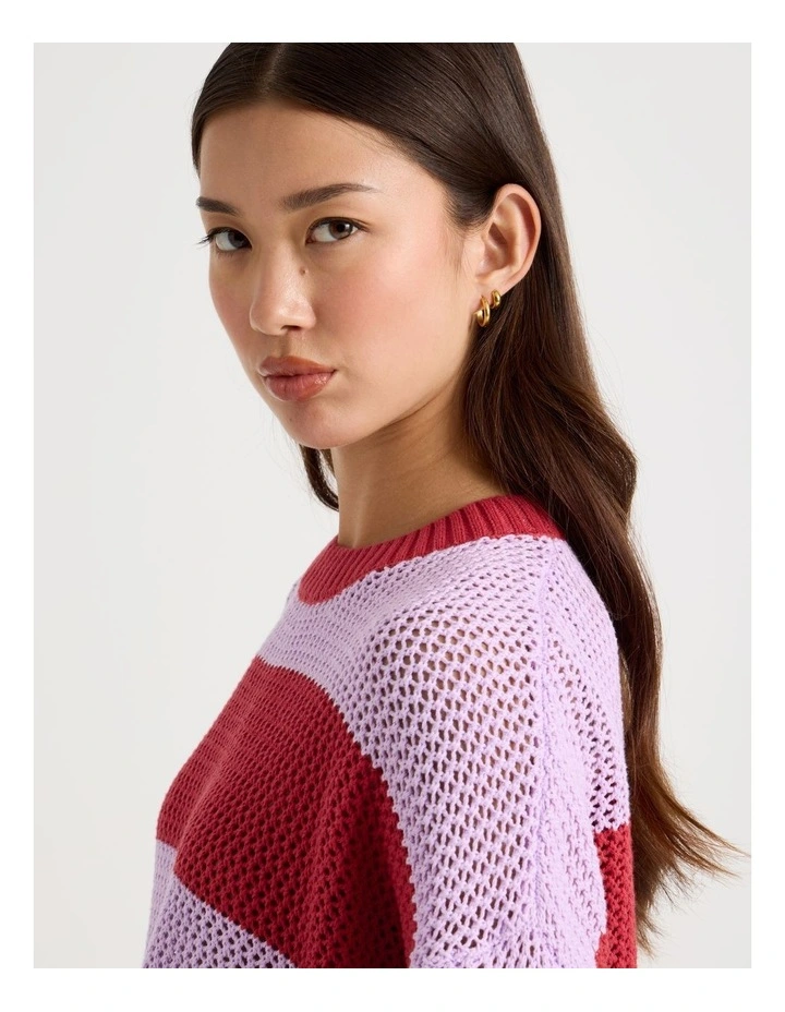 Relaxed Knit in Purple and Red Stripe image 4