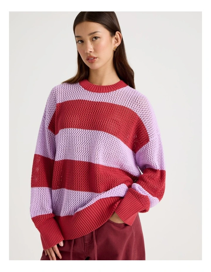 Relaxed Knit in Purple and Red Stripe image 5