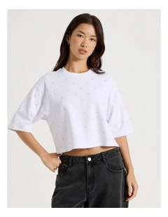 Glitter Logo Tee in White