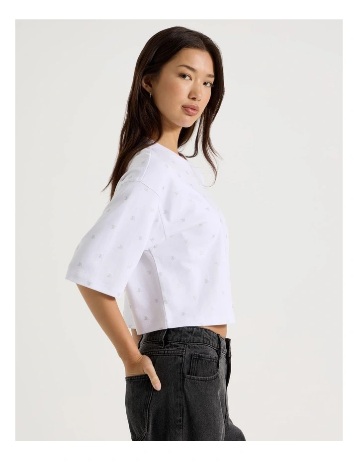 Glitter Logo Tee in White image 3