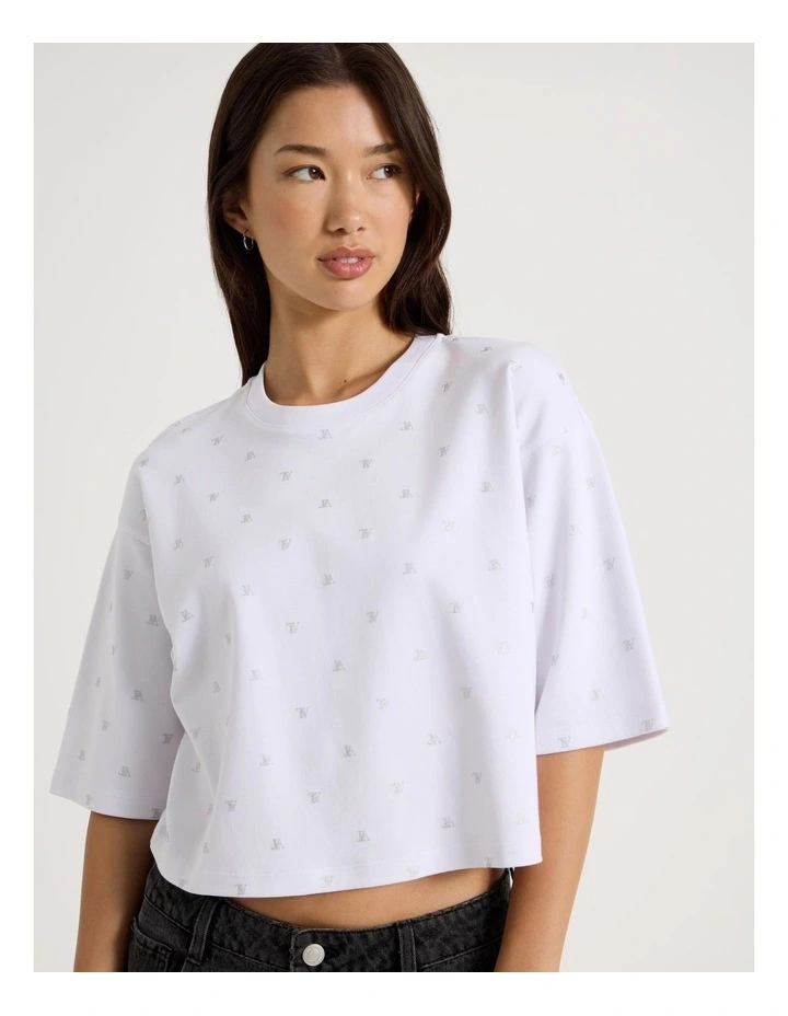 Glitter Logo Tee in White image 6