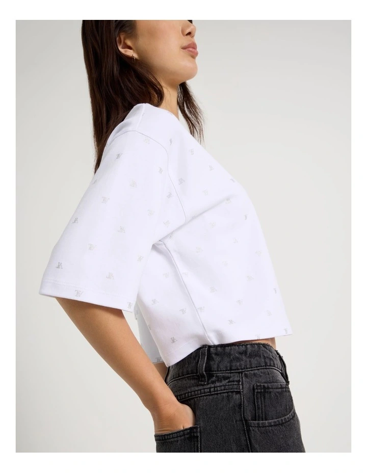 Glitter Logo Tee in White image 7