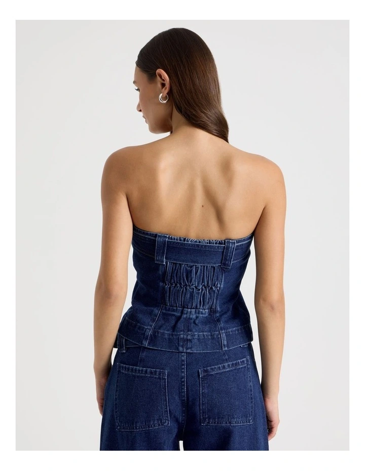 Buckle Denim Top in Mid Blue Wash image 6
