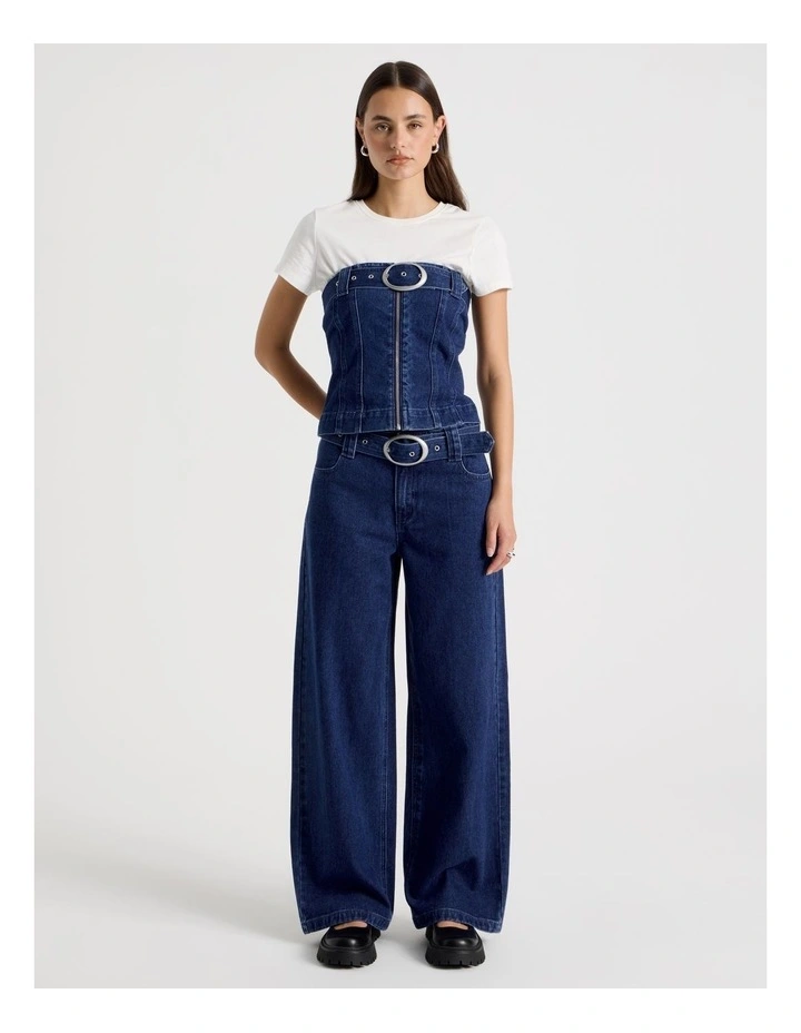 Buckle Denim Top in Mid Blue Wash image 7