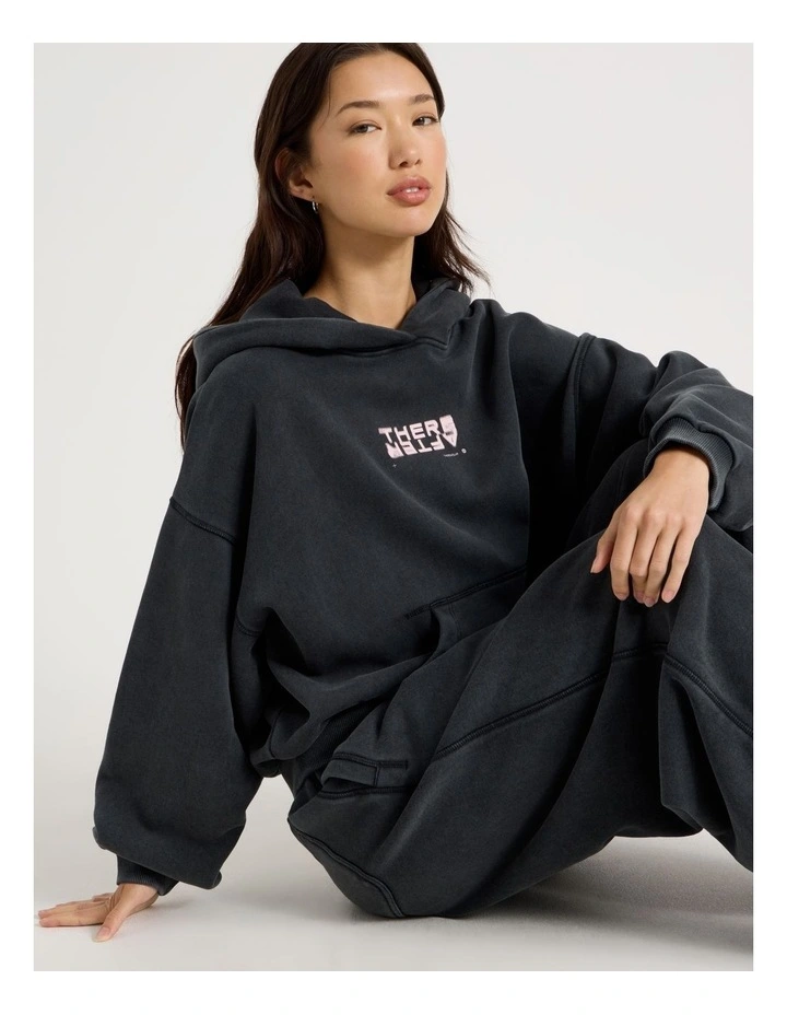 Acid Wash Sweat Top in Black image 4