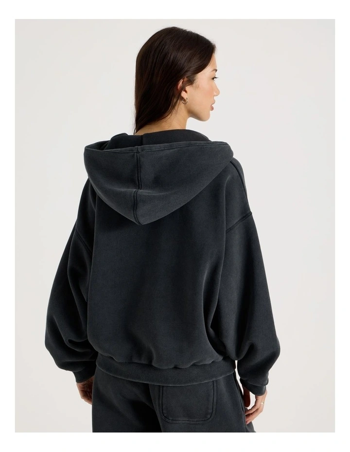 Acid Wash Sweat Top in Black image 6