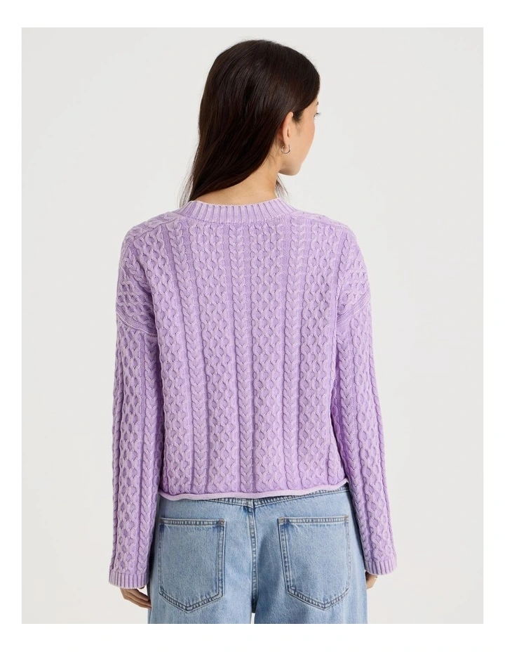 Stone Wash Cropped Boxy Cardigan in Orchid Bloom image 6