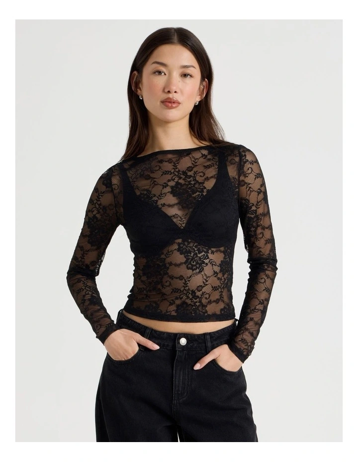 Long Sleeve Lace Top image 1
