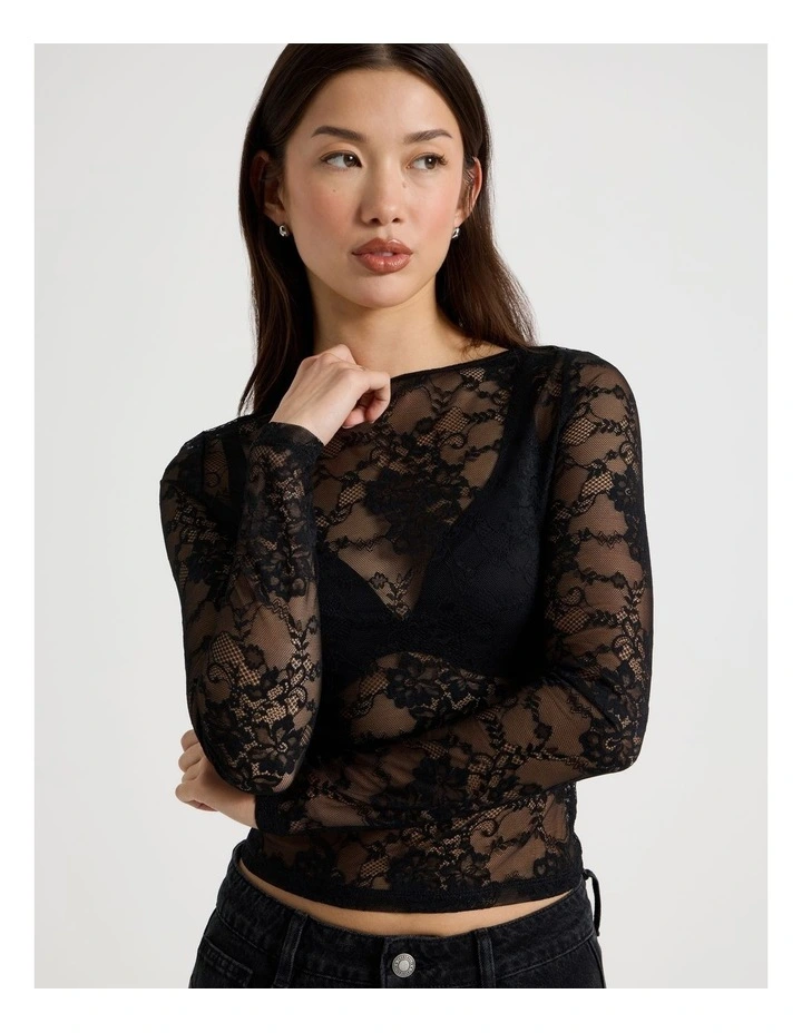 Long Sleeve Lace Top image 3