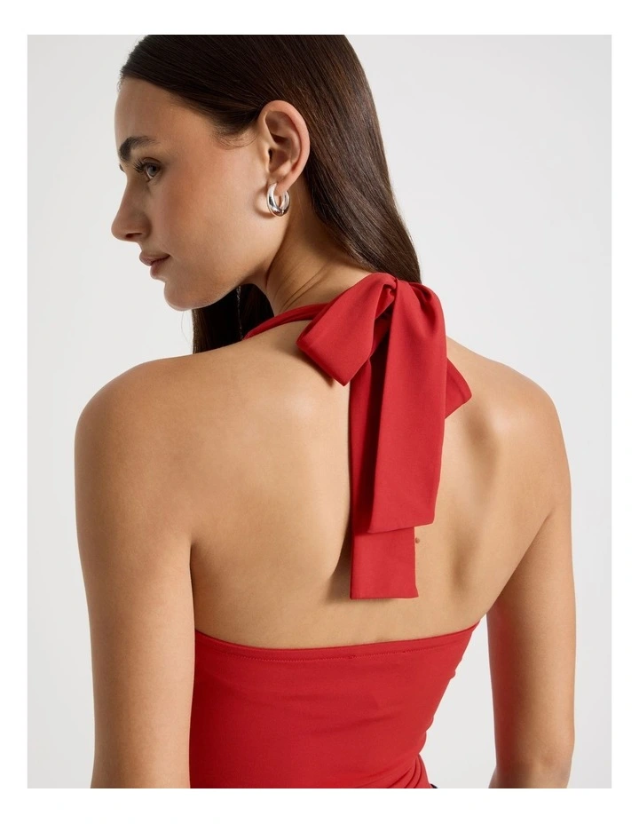Jersey Lace Trim Halter Top in American Beauty image 6
