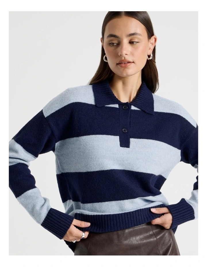 Rugby Knit in Navy Blazer and Chambray Stripe image 3