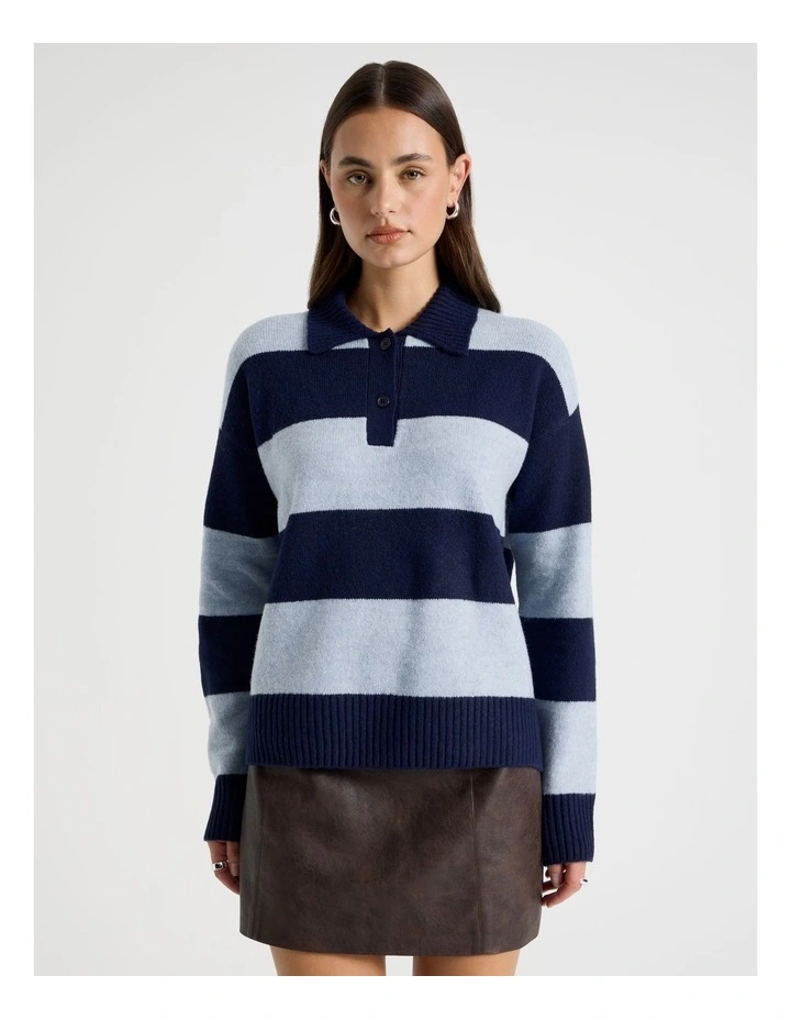 Rugby Knit in Navy Blazer and Chambray Stripe image 5