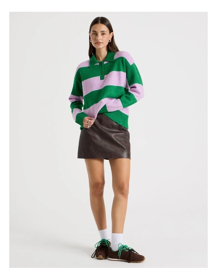 Rugby Knit in Verdant Green and Orchid Stripe image 2