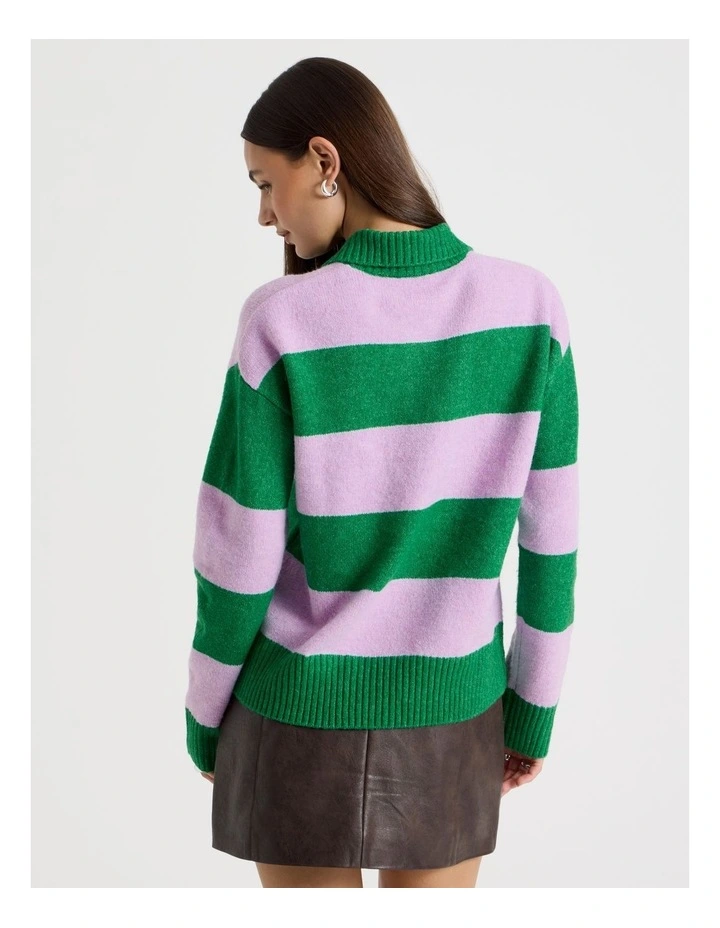 Rugby Knit in Verdant Green and Orchid Stripe image 6