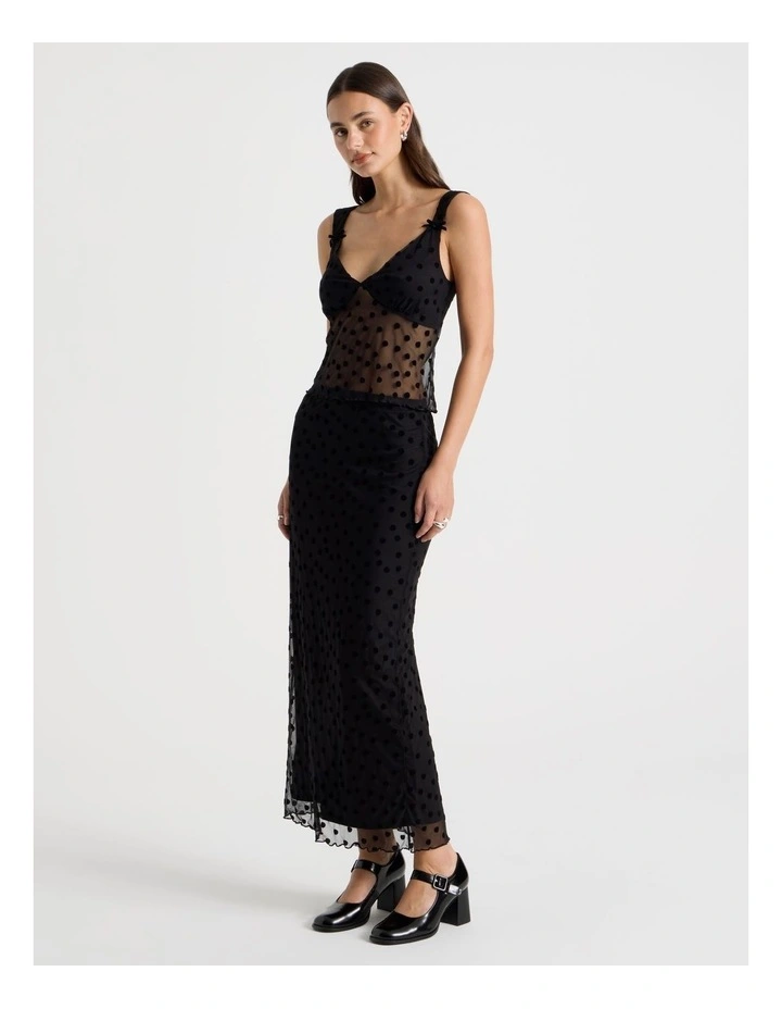 Polka Mesh Cami in Jet Black image 3