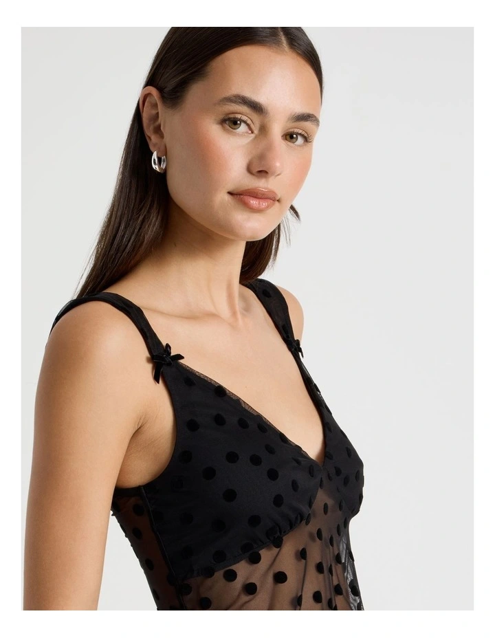 Polka Mesh Cami in Jet Black image 4